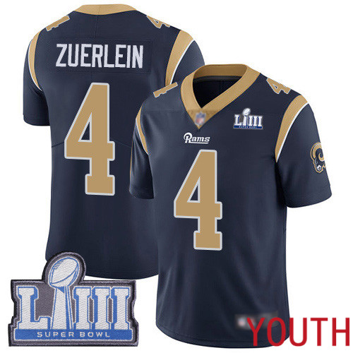 Los Angeles Rams Limited Navy Blue Youth Greg Zuerlein Home Jersey NFL Football 4 Super Bowl LIII Bound Vapor Untouchable
